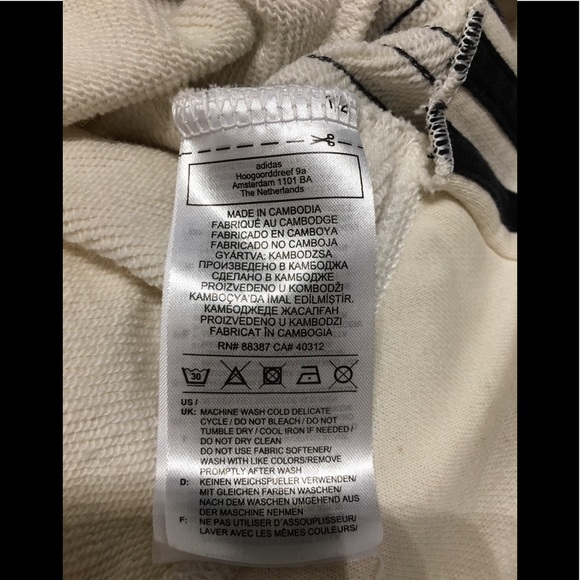 adidas Off the shoulder boat neck three stripe tunic sweatshirt Small Cream - Picture 4 of 6